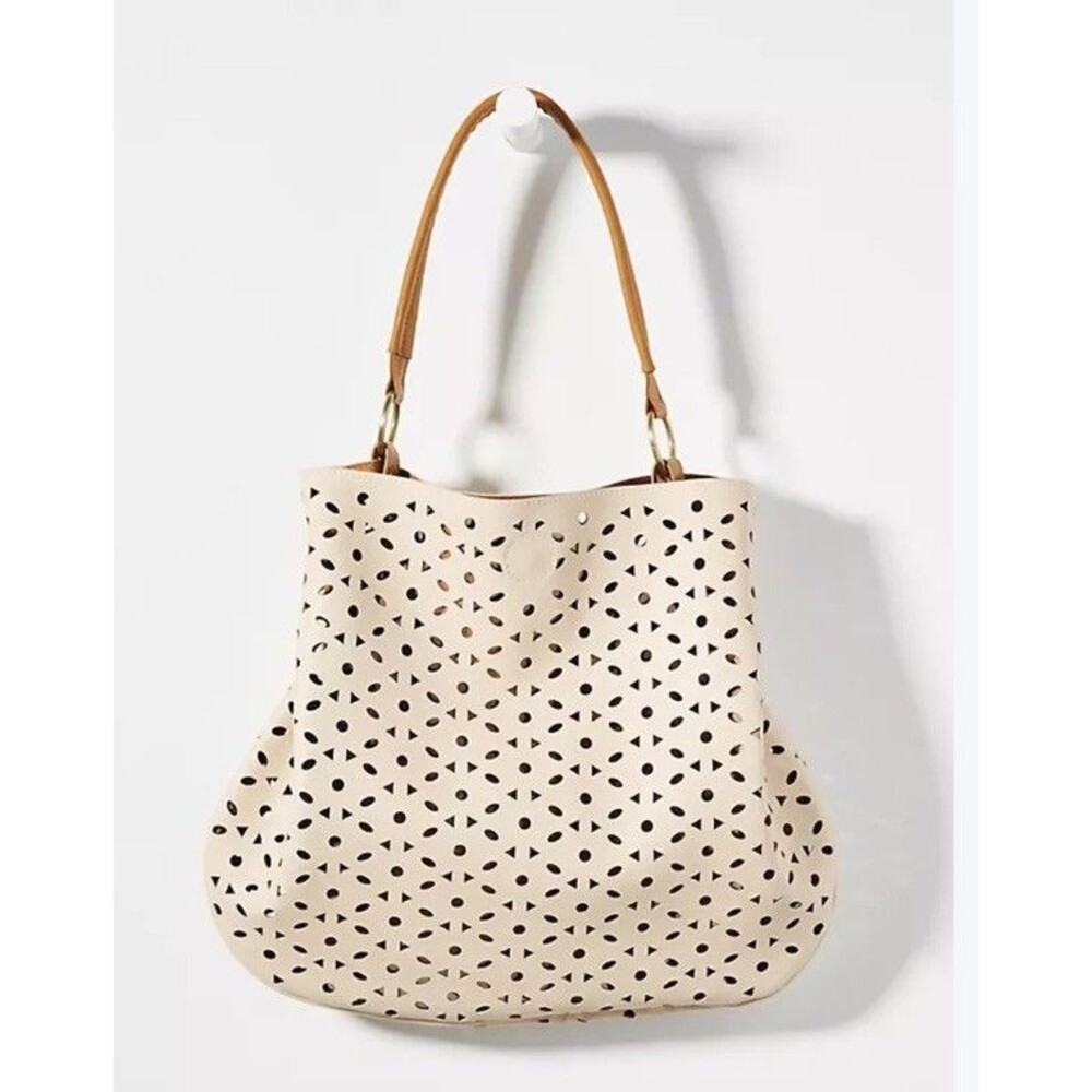 Anthropologie Jayne Vegan Leather Laser cut slouch tote festival Y2K NLA